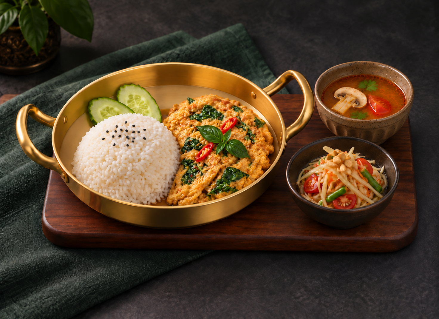 泰式九层塔煎蛋饭 Thai Basil Omelette Rice