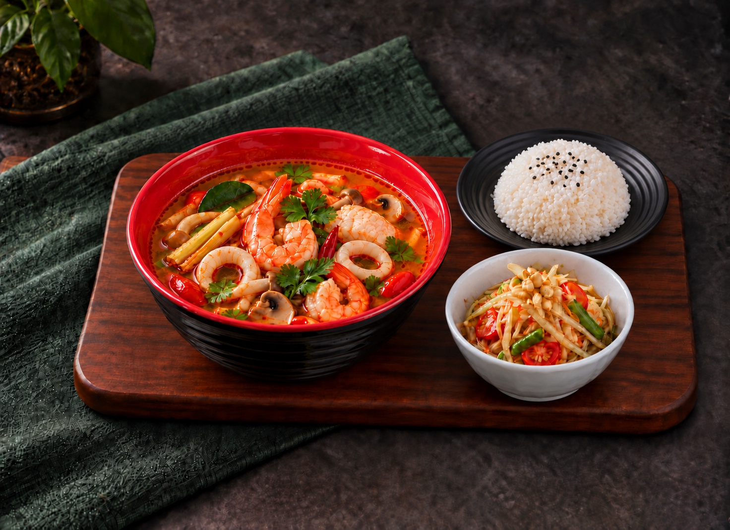 海鲜冬阴汤配饭 Seafood Tom Yum Soup with Rice