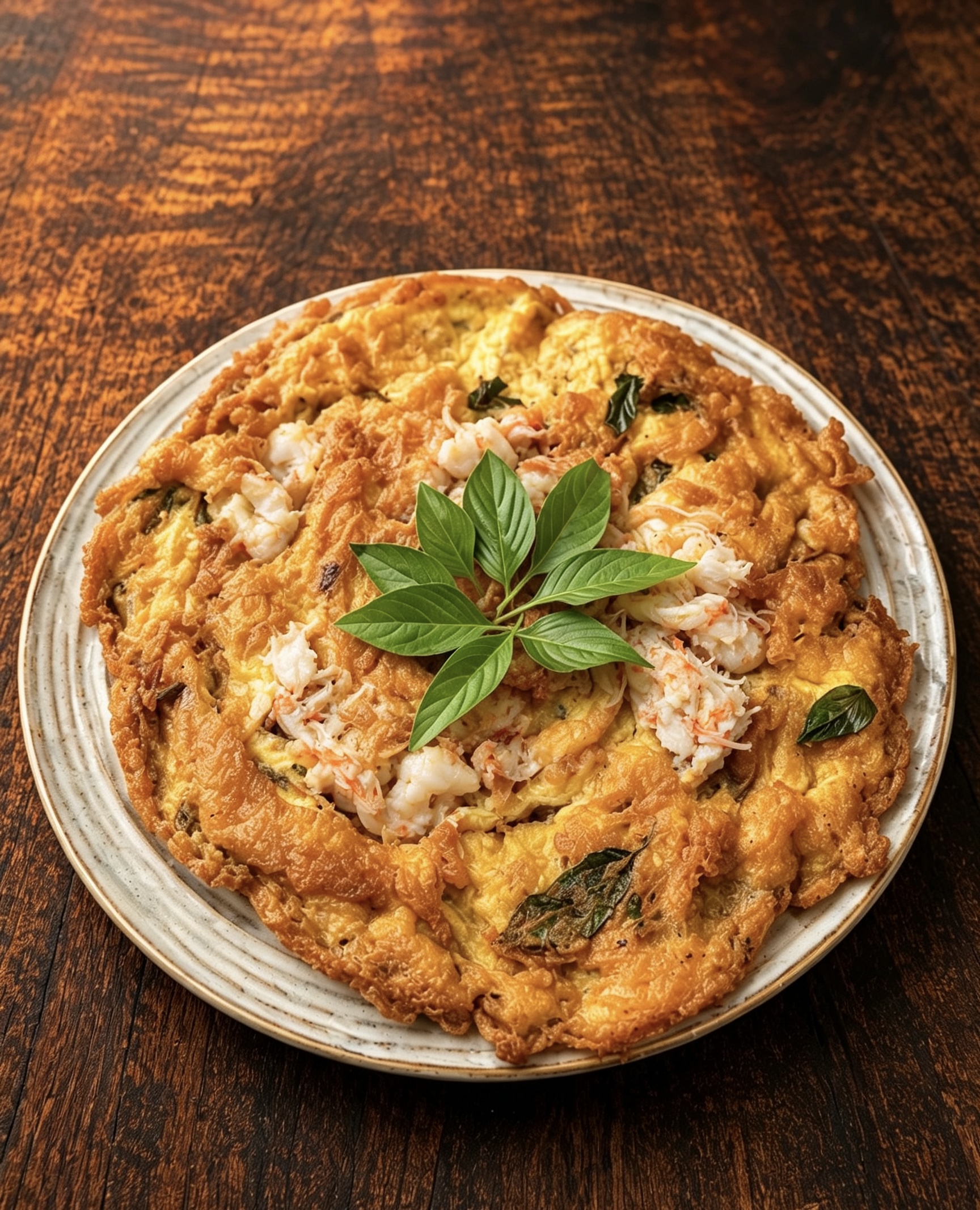 泰式黄金蟹肉九层塔煎蛋 Thai Crab Basil Omelette